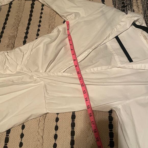 Mable White Long Sleeve Collared Ruched Mini Dress -‎ Size S - Picture 7 of 9